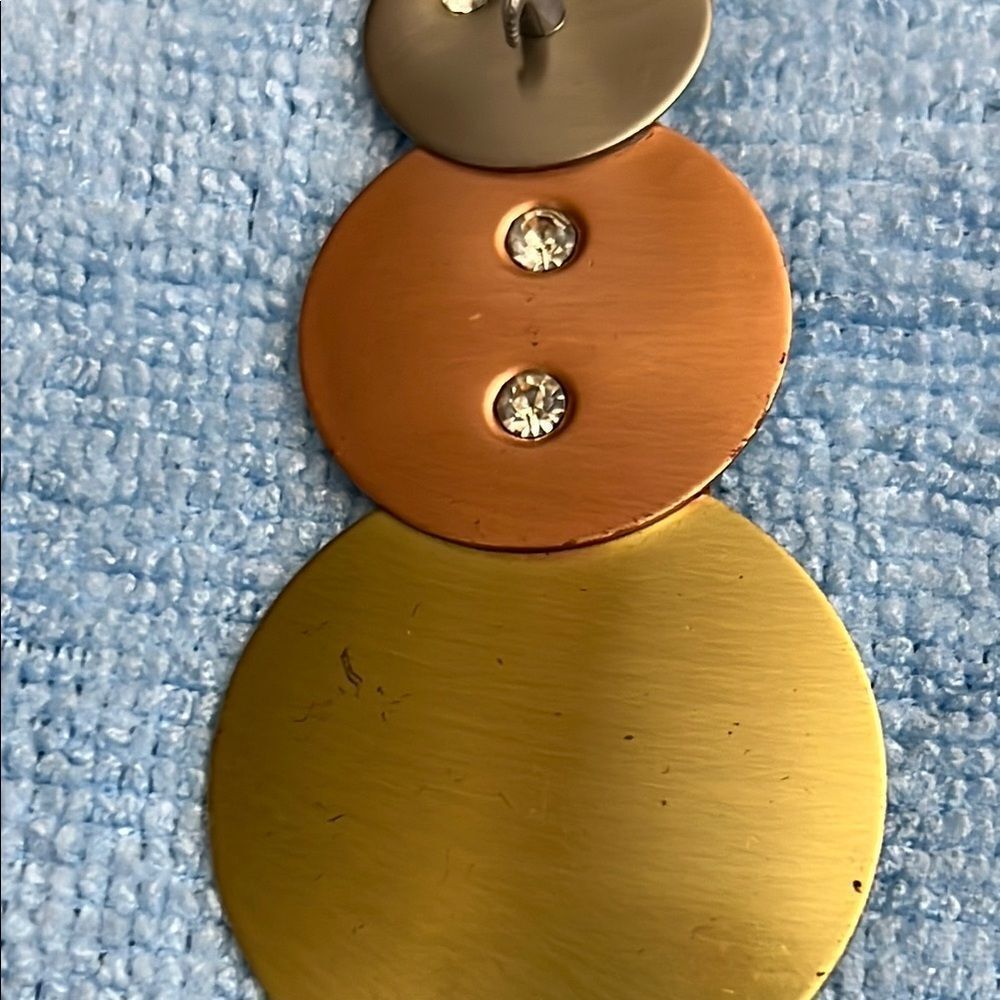Metallic Snowman Brooch with Rhinestones - Picture 3 of 6